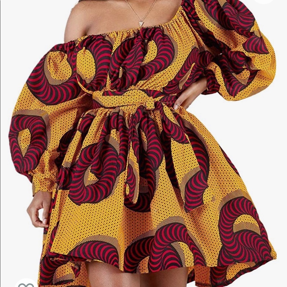 African Print Oversized Off-Shoulder dress